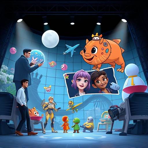 Collage of various AI tools interfaces used in game development, showcasing level design software, character animation tools, and narrative generation interfaces.