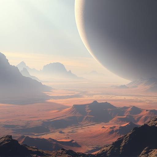 Concept art from Echoes of the Void, a space exploration game showcasing vast, procedurally generated alien landscapes.