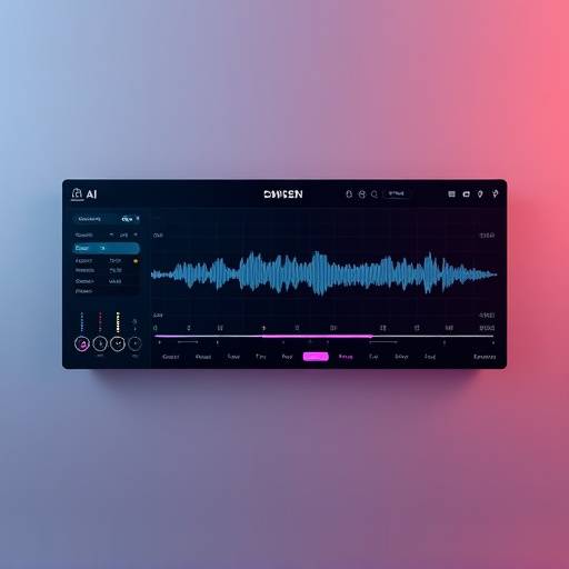 Interface of AudioGenius, an AI-based sound design tool, showing a waveform being manipulated and customized using AI algorithms.
